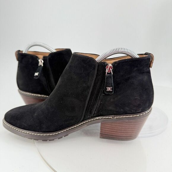 Sam Edelman Womens Pryce Ankle Boots Black Suede Block Heel Zip Up Size 10 M - Picture 10 of 13